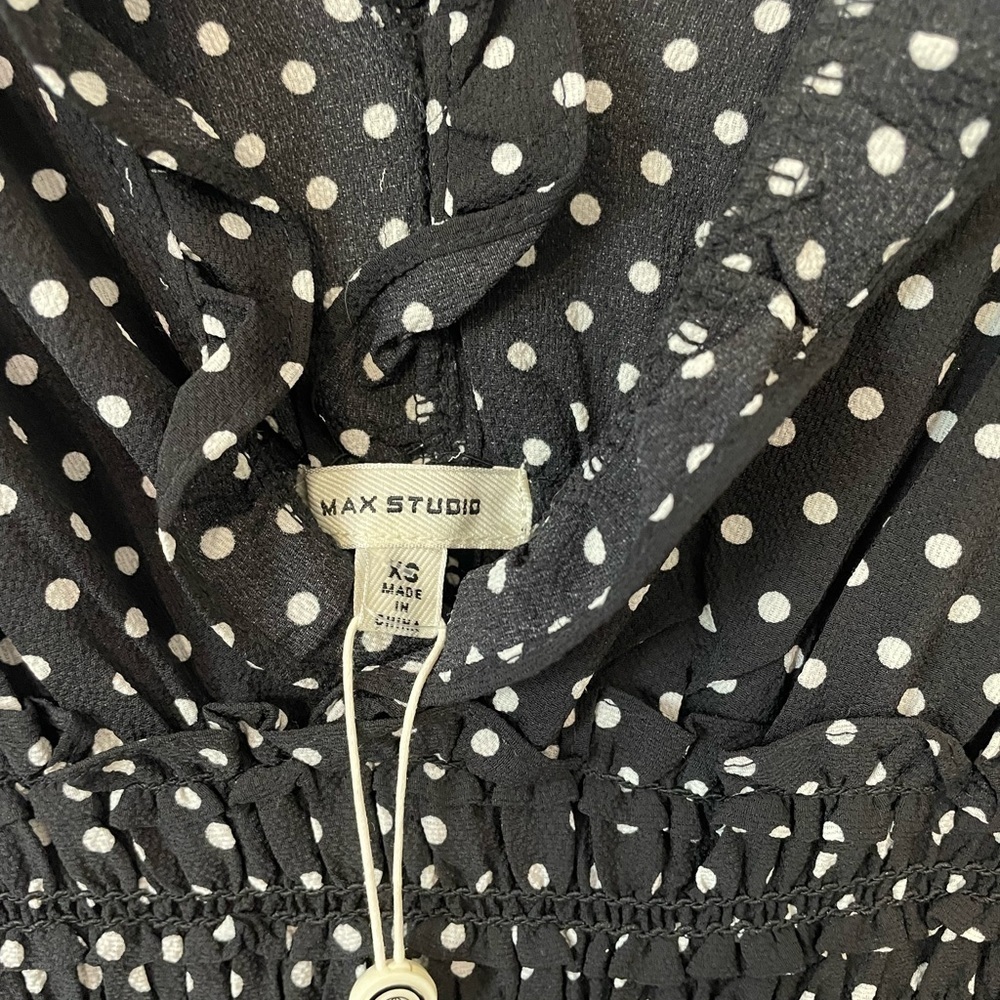Max Studio Wide Leg Crepe Jumpsuit size XS black with white polka dots - Picture 6 of 7